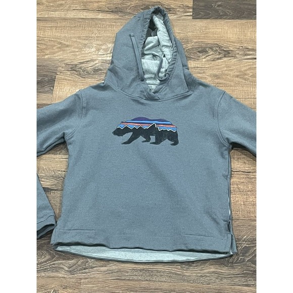 Patagonia Gray Uprisal Fitz Roy Bear Hoodie Size Small Sweatshirt - Picture 2 of 9